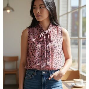 Paper Crane Sleeveless Floral Print Blouse SZ large‎